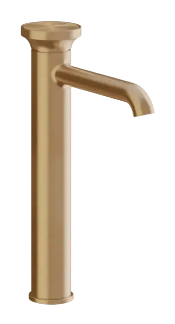 Смеситель для раковины Gessi Origini, высокий, без донного клапана, в комплект входит отделочная вставка, цвет Warm Bronze Br. PVD
