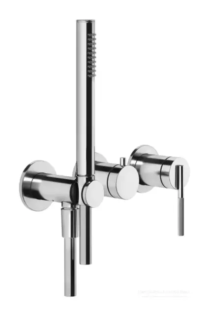 Смеситель для ванны Gessi Ingranaggio, настенный, на 2 потребителя, с ручным душем, встраиваемый, цвет Chrome