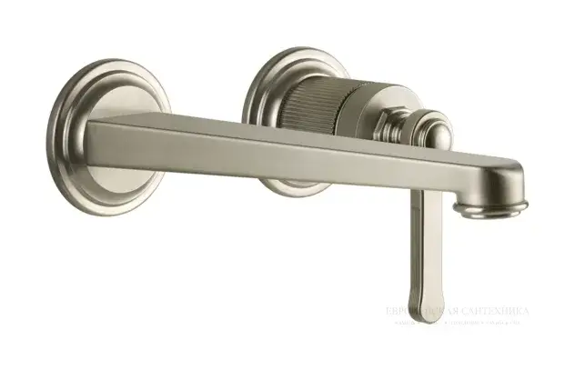 Смеситель Gessi Venti20, настенный, со средним изливом, без донного клапана, внешние части, цвет Finox Brushed Nickel