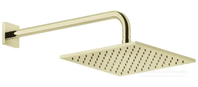 Верхний душ Gessi Rilievo 250х250 мм, шарнирный для настенного креплениям, цвет Brass PVD