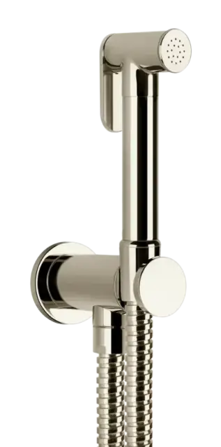 Гигиенический душ Gessi Tondo, шланг 1250 мм, шланговое подсоединение с держателем лейки, цвет Nickel PVD