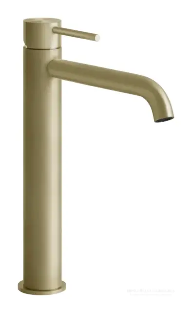 Смеситель для раковины Gessi316 Flessa, высокий, с длинным изливом, без донного клапана, цвет Brass Brushed PVD