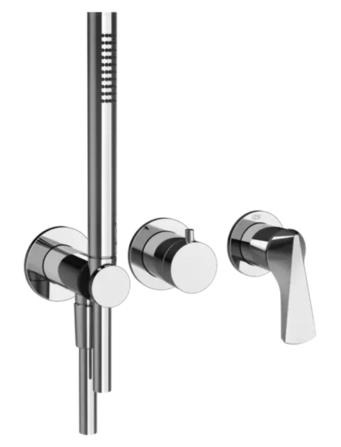 Смеситель для душа Gessi Ventaglio, встраиваемый, настенный, на 2 выхода, с ручным душем и переключателем, внешние части, цвет Chrome