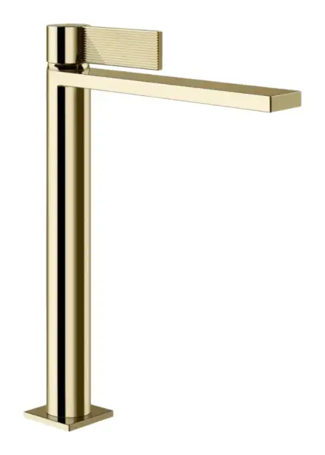 Смеситель для раковины Gessi Inverso, с соединительными шлангами, без донного клапана, Н-321 мм, цвет Brass PVD