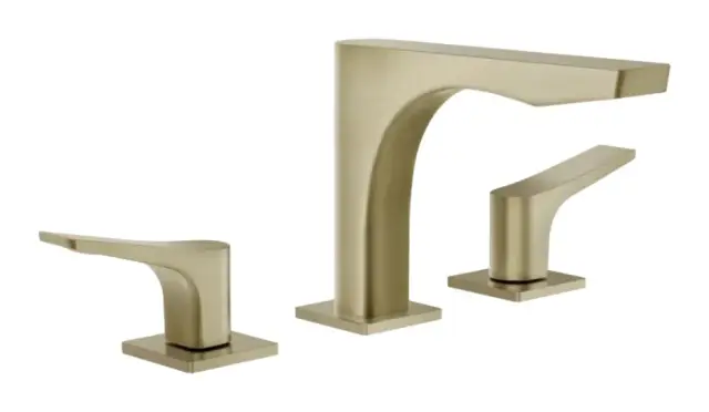 Смеситель для раковины Gessi Rilievo, без донного клапана, с соединительными шлангами, длина излива 194 мм, цвет Brass PVD