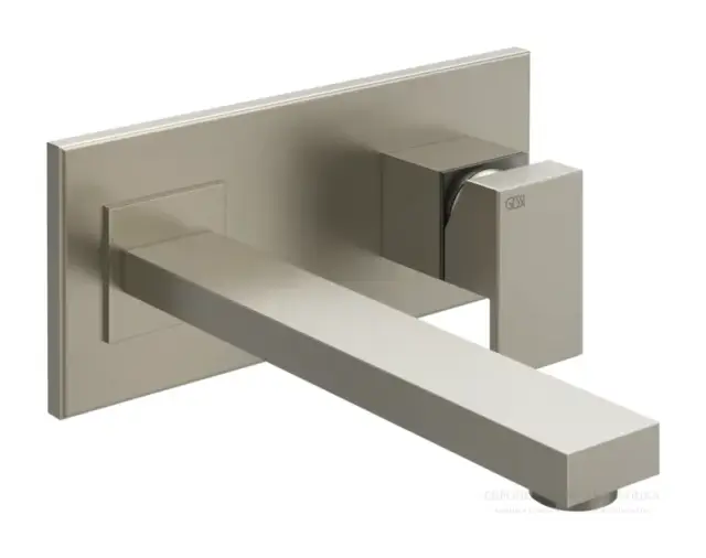 Смеситель Gessi Rettangolo, встраиваемый, настенный, длинный излив, без донного клапана, внешняя часть, цвет Finox Brushed Nickel