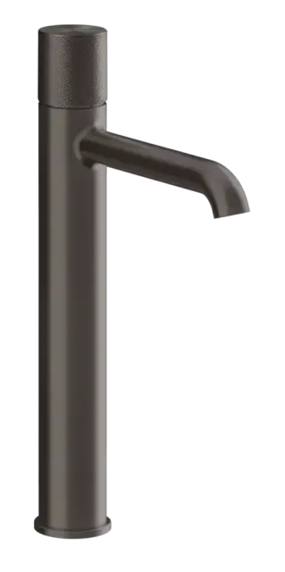 Смеситель для раковины Gessi Habito Diamantato, h336 мм, на 1 отверстие, без донного клапана, с соединительными шлангами, цвет Black Metal Brushed PVD
