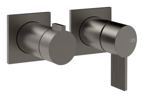 Cмеситель для душа Gessi Inverso, настенный, на 2 выхода, внешняя часть, цвет Black Metal Brushed PVD
