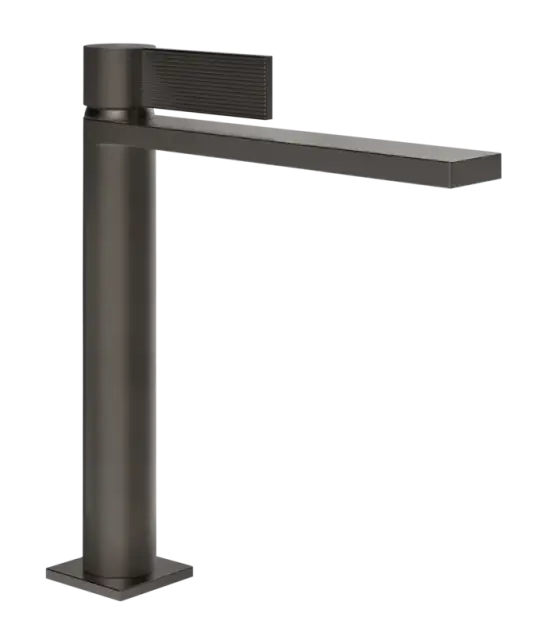 Cмеситель для раковины Gessi Inverso, средний, с изливом 199 мм, донным клапаном "Stop&Go", цвет Black Brushed Metal PVD