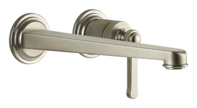 Смеситель для раковины Gessi Venti20, настенный, с длинным изливом, без донного клапана, внешние части, цвет Finox Brushed Nickel