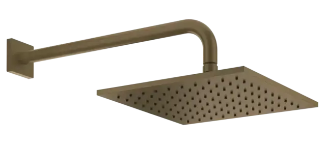 Верхний душ Gessi Rilievo, шарнирный, для настенного креплениям, 250х250 мм, цвет Antique Brass