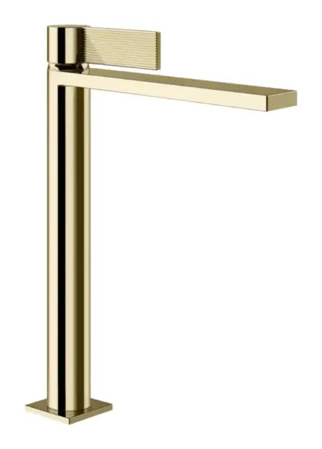 Смеситель для раковины Gessi Inverso, однорычажный, с донным клапаном и соединительными шлангами, Н-321 мм, цвет Brass PVD