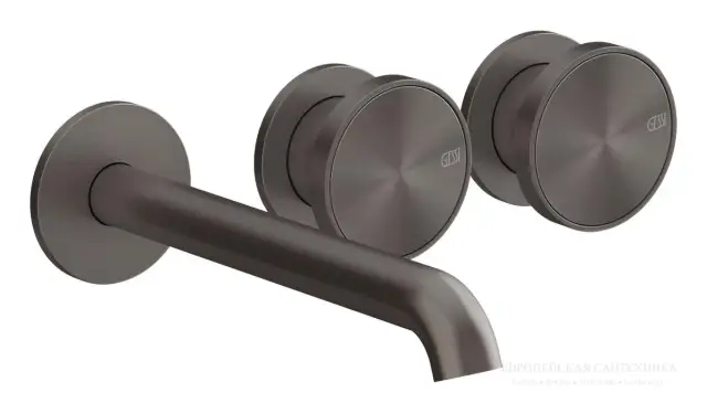 Смеситель для раковины Gessi Origini, настенный на 3 отверстия, без донного клапана, внешние части, цвет Black Metal Brushed