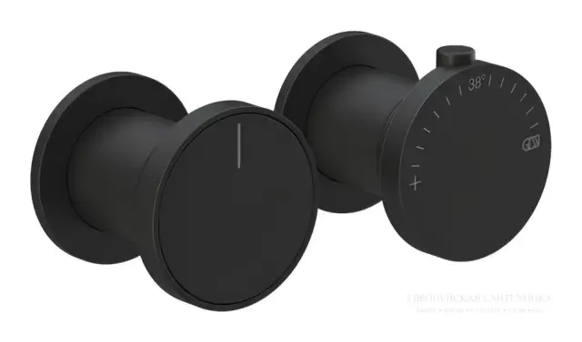 Термостат Gessi Origini, настенный, на 2 выхода, цвет Matte Black
