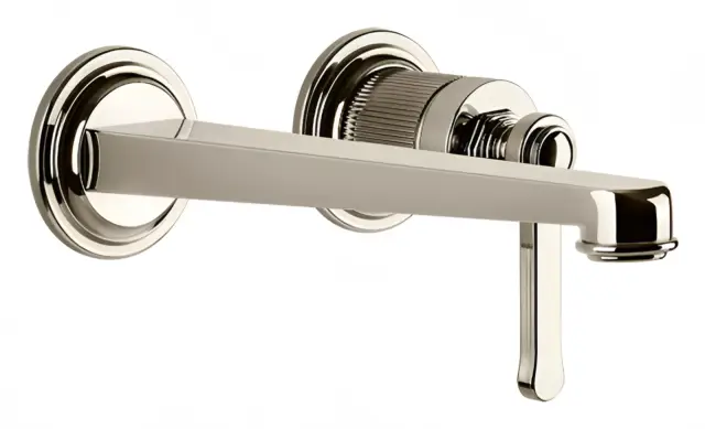 Смеситель для раковины Gessi Venti20, настенный, 165x215 мм, средний излив, без донного клапана, внешняя часть, цвет Nickel PVD