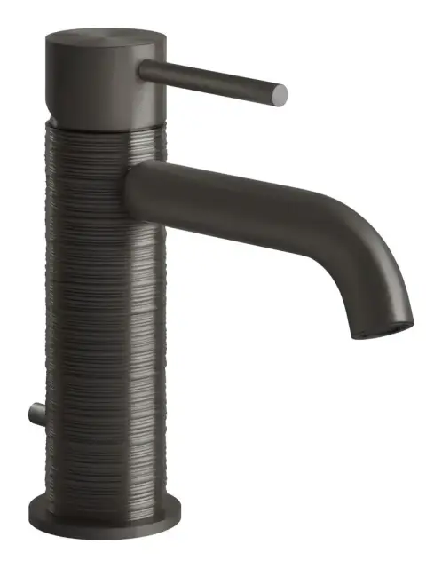 Смеситель для раковины Gessi316, однорычажный, с донным клапаном, соединительными шлангами, цвет Black Metal Brushed PVD
