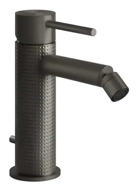 Смеситель для биде Gessi316, однорычажный, с донным клапаном, соединительными шлангами, цвет Black Metal Brushed PVD