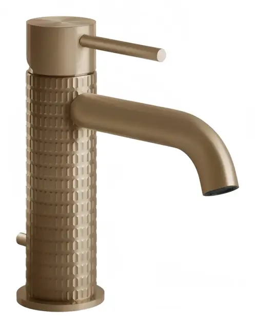 Смеситель для раковины Gessi316 Meccanica, с донным клапаном, соединительные шланги, цвет Warm Bronze Brushed PVD
