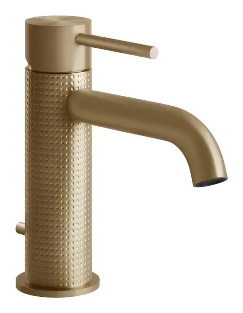 Смеситель для раковины Gessi316, однорычажный, с донным клапаном, цвет Warm Bronze Brushed PVD