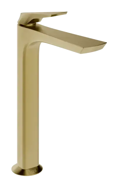 Смеситель для раковины Gessi Ventaglio, высокий, без донного клапана, цвет Brushed Brass PVD