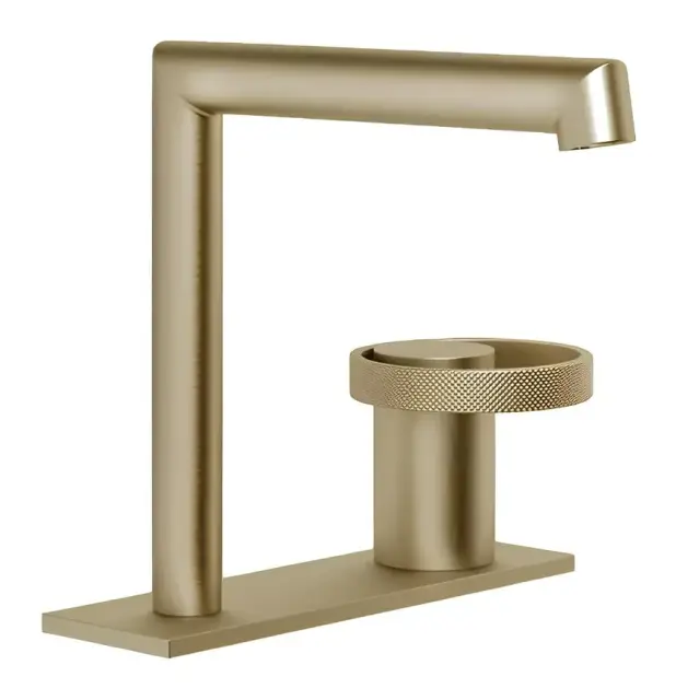 Смеситель для раковины Gessi Anello, без донного клапана, цвет Warm Bronze Brushed PVD