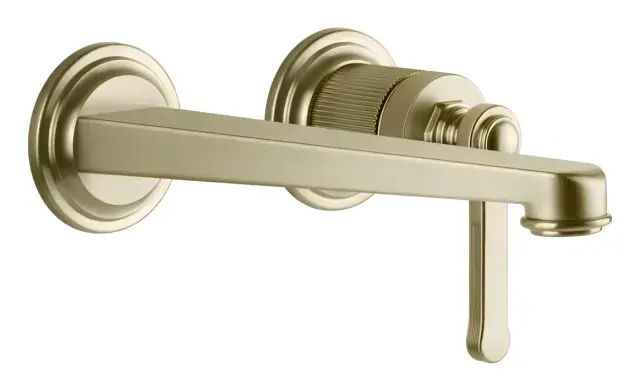 Смеситель Gessi Venti20, настенный, со средним изливом, без донного клапана, внешние части, цвет Brushed Brass PVD
