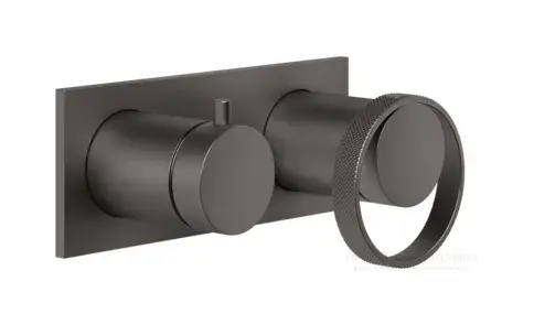 Смеситель Gessi Anello, настенный, на 2 выхода с переключателем ванна-душ, встраиваемый, цвет Black Metal Brushed PVD