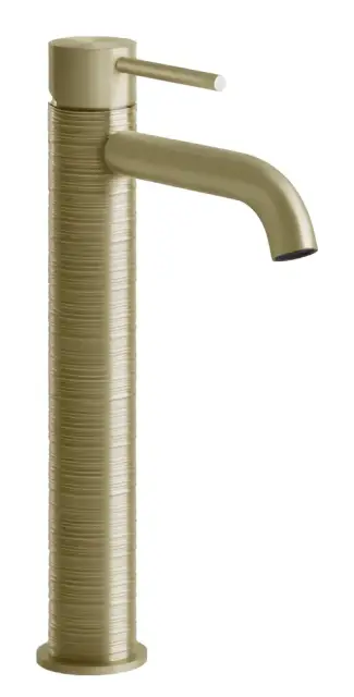 Смеситель для раковины Gessi316, высокий, с коротким изливом, без донного клапана, цвет Brass Brushed PVD