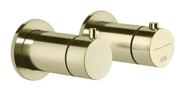 Термостат Gessi Anello, настенный, встраиваемый, на 2 потребителя, внешняя часть, цвет Brass PVD