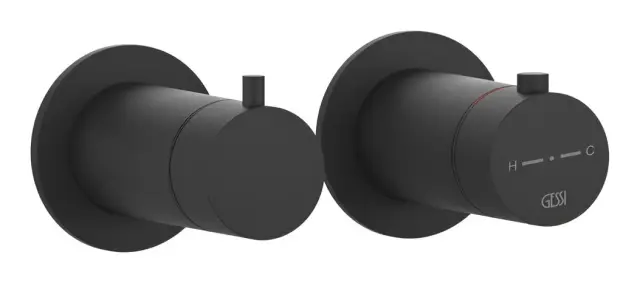 Термостат Gessi316, встраиваемый, на 3 потребителя, внешняя часть, цвет Matte Black