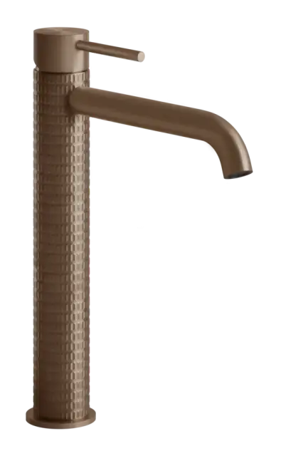 Смеситель для раковины Gessi316, высокий, с длинным изливом, без донного клапана, цвет Copper Brushed PVD