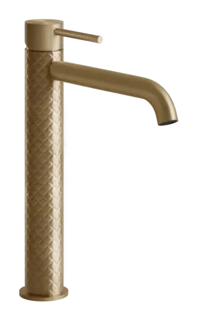 Смеситель для раковины Gessi316, высокий, с длинным изливом, без донного клапана, цвет Warm Bronze Brushed PVD