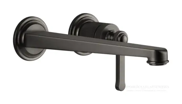 Смеситель для раковины Gessi Venti20, настенный, с длинным изливом, без донного клапана, внешние части, цвет Black Metal Brushed PVD
