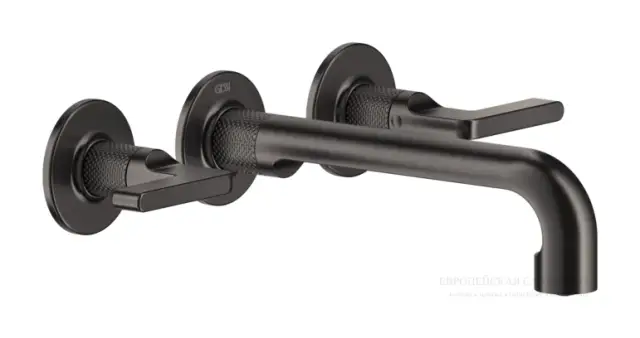 Смеситель для раковины Gessi Inciso настенный, без донного клапана, встраиваемый, цвет Black Metal Brushed PVD