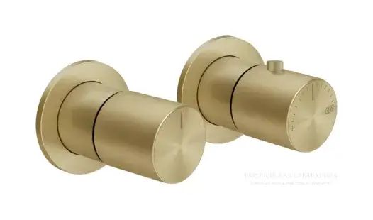 Термостат Gessi Habito, настенный, встраиваемый, на 2 потребителя, цвет Brushed Brass PVD