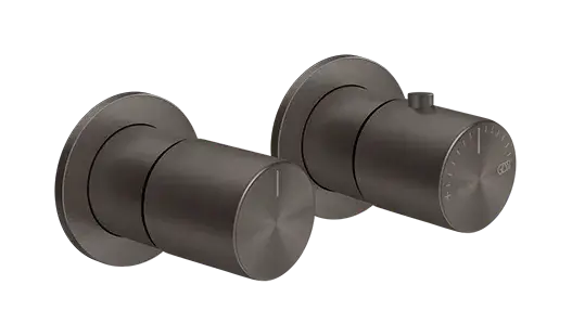 Термостат для душа Gessi Habito, встраиваемый, на 3 выхода, внешние части, цвет Black Metal Brushed PVD