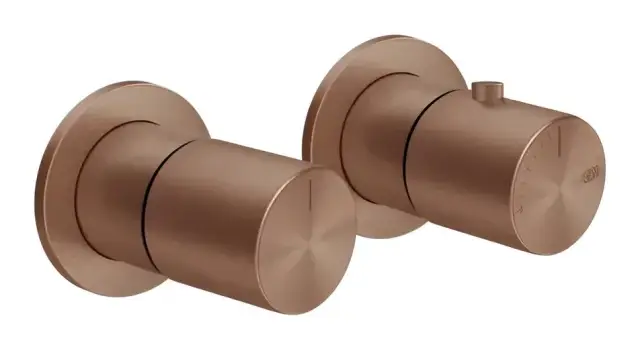 Термостат для душа Gessi Habito, встраиваемый, на 3 выхода, внешние части, цвет Copper Brushed PVD