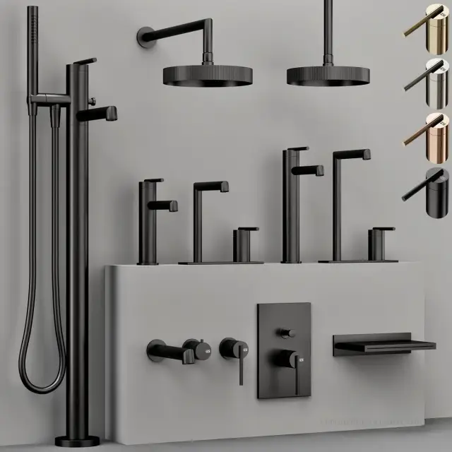 Термостат Gessi Anello, настенный, встраиваемый, на 2 потребителя, цвет Black Metal Brushed PVD