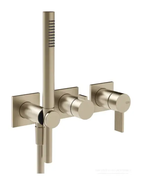 Cмеситель для душа Gessi Inverso, встраиваемый, настенный, на 2 выхода, с переключателем и ручным душем, внешняя часть, цвет Finox Brushed Nickel