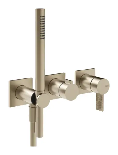 Смеситель для душа Gessi Inverso, настенный, внешняя часть, с переключателем и ручным душем, Н-278 мм, цвет Finox Brushed Nickel