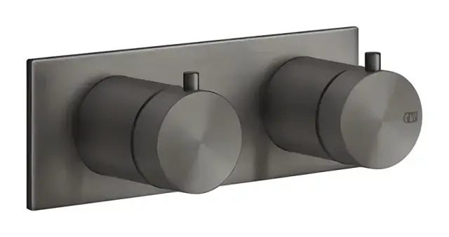 Термостат Gessi316, на 2 выхода, с переключателем, внешняя часть, цвет Black Metal Brushed PVD