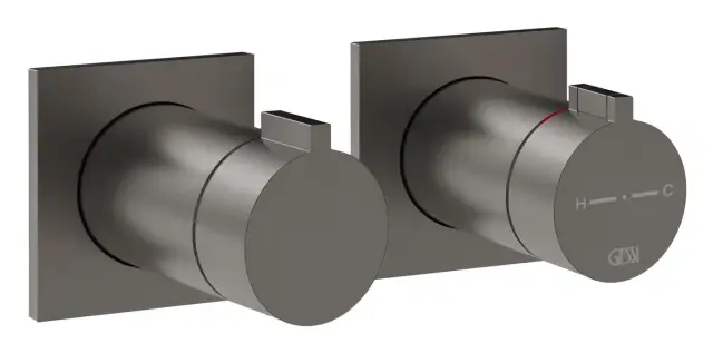 Термостат для душа Gessi Inverso, настенный, на 2 позиции, встраиваемый, внешние части, цвет Black Metal Brushed PVD