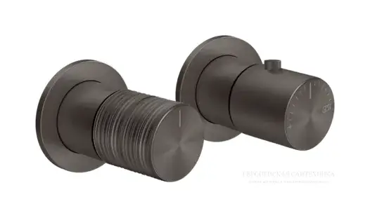 Термостат Gessi Habito, настенный, встраиваемый, на 2 потребителя, цвет Black Metal Brushed PVD
