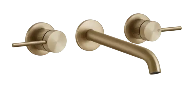 Смеситель для раковины Gessi316, встраиваемый, на 3 отверстия с длинным изливом, без донного клапана, внешние части, цвет Warm Bronze Brushed PVD