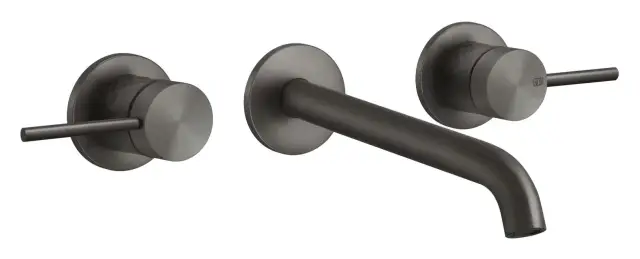 Смеситель для раковины Gessi316, встраиваемый, на 3 отверстия, с изливом, без донного клапана, внешние части, цвет Black Metal Brushed PVD