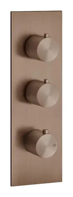 Термостат Gessi316, встраиваемый, высокой производительности, на 2 выхода, внешняя часть, цвет Copper Brushed PVD