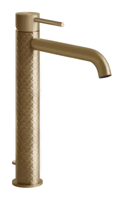 Cмеситель для раковины Gessi316, высокий, c длинным изливом, с донным клапаном, цвет Warm Bronze Brushed PVD