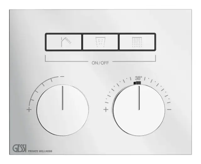 Термостат Gessi HI-FI, до 3 функций одновременно, с кнопками вкл/выкл, встраиваемый, внешняя часть, цвет Сhrome