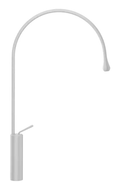 Cмеситель для раковины Gessi Goccia h745 мм, высокий с длинным изливом, без донного клапана, цвет Matte White