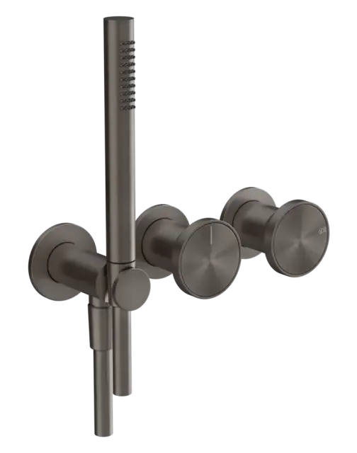 Смеситель для ванны/душа Gessi Origini, настенный, на 2 позиции, с переключателем, внешние части, цвет Black Metal Brushed PVD
